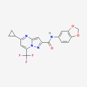 molecular formula C18H13F3N4O3 B3604933 N-1,3-benzodioxol-5-yl-5-cyclopropyl-7-(trifluoromethyl)pyrazolo[1,5-a]pyrimidine-2-carboxamide 