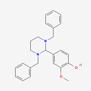 molecular formula C25H28N2O2 B3604945 4-(1,3-dibenzylhexahydro-2-pyrimidinyl)-2-methoxyphenol 