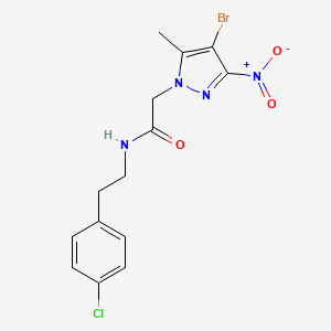 molecular formula C14H14BrClN4O3 B3604972 2-(4-bromo-5-methyl-3-nitro-1H-pyrazol-1-yl)-N-[2-(4-chlorophenyl)ethyl]acetamide 