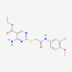 ethyl 4-amino-2-({2-[(3-chloro-4-methoxyphenyl)amino]-2-oxoethyl}thio)-5-pyrimidinecarboxylate