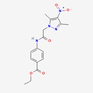 molecular formula C16H18N4O5 B3605011 ethyl 4-{[(3,5-dimethyl-4-nitro-1H-pyrazol-1-yl)acetyl]amino}benzoate 