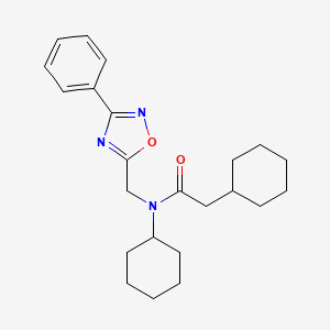 molecular formula C23H31N3O2 B3605039 N,2-dicyclohexyl-N-[(3-phenyl-1,2,4-oxadiazol-5-yl)methyl]acetamide 