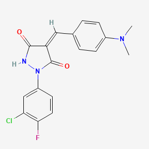 1-(3-chloro-4-fluorophenyl)-4-[4-(dimethylamino)benzylidene]-3,5-pyrazolidinedione