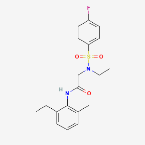molecular formula C19H23FN2O3S B3605048 N~2~-ethyl-N~1~-(2-ethyl-6-methylphenyl)-N~2~-[(4-fluorophenyl)sulfonyl]glycinamide 