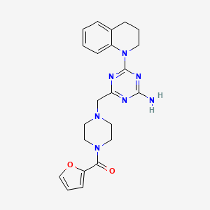 molecular formula C22H25N7O2 B3605050 4-(3,4-dihydro-1(2H)-quinolinyl)-6-{[4-(2-furoyl)-1-piperazinyl]methyl}-1,3,5-triazin-2-amine 