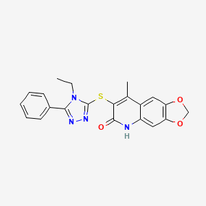 7-[(4-ethyl-5-phenyl-4H-1,2,4-triazol-3-yl)thio]-8-methyl[1,3]dioxolo[4,5-g]quinolin-6-ol