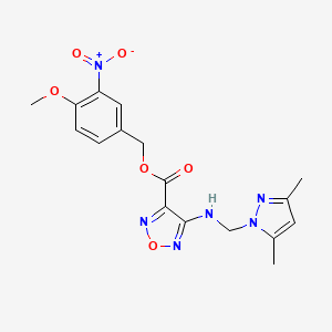 molecular formula C17H18N6O6 B3605085 4-methoxy-3-nitrobenzyl 4-{[(3,5-dimethyl-1H-pyrazol-1-yl)methyl]amino}-1,2,5-oxadiazole-3-carboxylate 