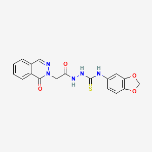 molecular formula C18H15N5O4S B3605087 N-1,3-benzodioxol-5-yl-2-[(1-oxo-2(1H)-phthalazinyl)acetyl]hydrazinecarbothioamide 