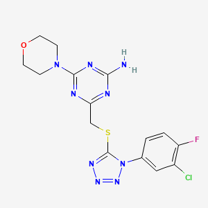 molecular formula C15H15ClFN9OS B3605106 4-({[1-(3-chloro-4-fluorophenyl)-1H-tetrazol-5-yl]thio}methyl)-6-morpholin-4-yl-1,3,5-triazin-2-amine 