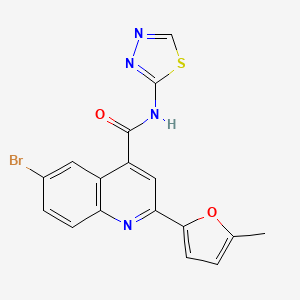 molecular formula C17H11BrN4O2S B3605189 6-bromo-2-(5-methyl-2-furyl)-N-1,3,4-thiadiazol-2-yl-4-quinolinecarboxamide 