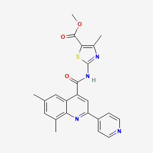 molecular formula C23H20N4O3S B3605244 methyl 2-({[6,8-dimethyl-2-(4-pyridinyl)-4-quinolinyl]carbonyl}amino)-4-methyl-1,3-thiazole-5-carboxylate 