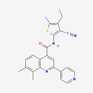 molecular formula C25H22N4OS B3605261 N-(3-cyano-4-ethyl-5-methyl-2-thienyl)-7,8-dimethyl-2-(4-pyridinyl)-4-quinolinecarboxamide 