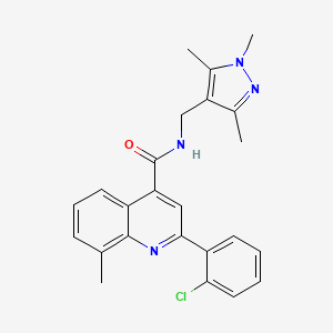 molecular formula C24H23ClN4O B3605263 2-(2-chlorophenyl)-8-methyl-N-[(1,3,5-trimethyl-1H-pyrazol-4-yl)methyl]-4-quinolinecarboxamide 