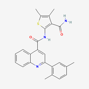 molecular formula C25H23N3O2S B3605274 N-[3-(aminocarbonyl)-4,5-dimethyl-2-thienyl]-2-(2,5-dimethylphenyl)-4-quinolinecarboxamide 