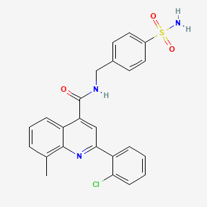 molecular formula C24H20ClN3O3S B3605292 N-[4-(aminosulfonyl)benzyl]-2-(2-chlorophenyl)-8-methyl-4-quinolinecarboxamide 
