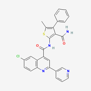molecular formula C27H19ClN4O2S B3605320 N-[3-(aminocarbonyl)-5-methyl-4-phenyl-2-thienyl]-6-chloro-2-(3-pyridinyl)-4-quinolinecarboxamide 