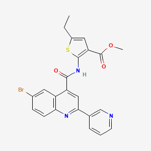 molecular formula C23H18BrN3O3S B3605327 methyl 2-({[6-bromo-2-(3-pyridinyl)-4-quinolinyl]carbonyl}amino)-5-ethyl-3-thiophenecarboxylate 