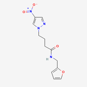 molecular formula C12H14N4O4 B3605417 N-(2-furylmethyl)-4-(4-nitro-1H-pyrazol-1-yl)butanamide 