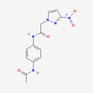 molecular formula C13H13N5O4 B3605425 N-[4-(acetylamino)phenyl]-2-(3-nitro-1H-pyrazol-1-yl)acetamide 