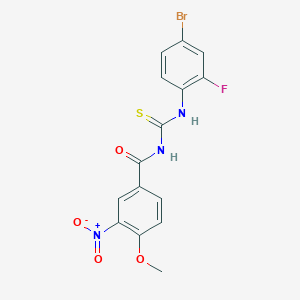 molecular formula C15H11BrFN3O4S B3605451 N-{[(4-bromo-2-fluorophenyl)amino]carbonothioyl}-4-methoxy-3-nitrobenzamide 