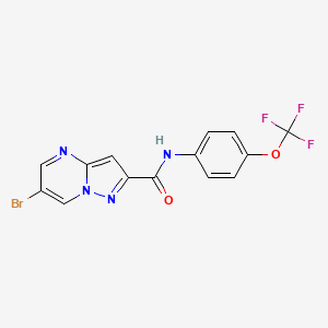 molecular formula C14H8BrF3N4O2 B3605482 6-bromo-N-[4-(trifluoromethoxy)phenyl]pyrazolo[1,5-a]pyrimidine-2-carboxamide 