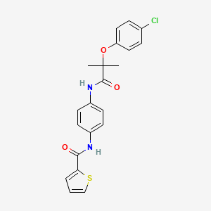 molecular formula C21H19ClN2O3S B3605509 N-(4-{[2-(4-chlorophenoxy)-2-methylpropanoyl]amino}phenyl)-2-thiophenecarboxamide 