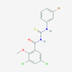 molecular formula C15H11BrCl2N2O2S B3605539 N-{[(3-bromophenyl)amino]carbonothioyl}-3,5-dichloro-2-methoxybenzamide 