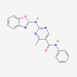 molecular formula C19H15N5O2 B3605545 2-(1,3-benzoxazol-2-ylamino)-4-methyl-N-phenyl-5-pyrimidinecarboxamide 