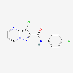 molecular formula C13H8Cl2N4O B3605561 3-chloro-N-(4-chlorophenyl)pyrazolo[1,5-a]pyrimidine-2-carboxamide 