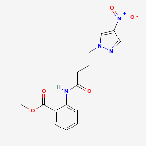 molecular formula C15H16N4O5 B3605610 methyl 2-{[4-(4-nitro-1H-pyrazol-1-yl)butanoyl]amino}benzoate 
