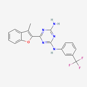 molecular formula C19H14F3N5O B3605624 6-(3-methyl-1-benzofuran-2-yl)-N-[3-(trifluoromethyl)phenyl]-1,3,5-triazine-2,4-diamine 