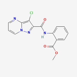 molecular formula C15H11ClN4O3 B3605775 methyl 2-{[(3-chloropyrazolo[1,5-a]pyrimidin-2-yl)carbonyl]amino}benzoate 