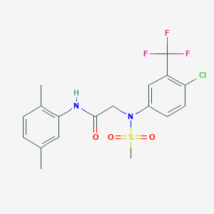 molecular formula C18H18ClF3N2O3S B3605781 N~2~-[4-chloro-3-(trifluoromethyl)phenyl]-N~1~-(2,5-dimethylphenyl)-N~2~-(methylsulfonyl)glycinamide 