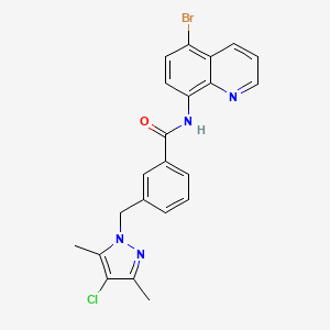 molecular formula C22H18BrClN4O B3605847 N-(5-bromo-8-quinolinyl)-3-[(4-chloro-3,5-dimethyl-1H-pyrazol-1-yl)methyl]benzamide 