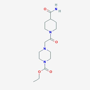 ethyl 4-{2-[4-(aminocarbonyl)-1-piperidinyl]-2-oxoethyl}-1-piperazinecarboxylate