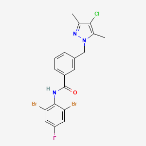 molecular formula C19H15Br2ClFN3O B3605853 3-[(4-chloro-3,5-dimethyl-1H-pyrazol-1-yl)methyl]-N-(2,6-dibromo-4-fluorophenyl)benzamide 