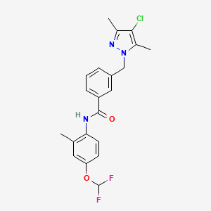 molecular formula C21H20ClF2N3O2 B3605872 3-[(4-chloro-3,5-dimethyl-1H-pyrazol-1-yl)methyl]-N-[4-(difluoromethoxy)-2-methylphenyl]benzamide 