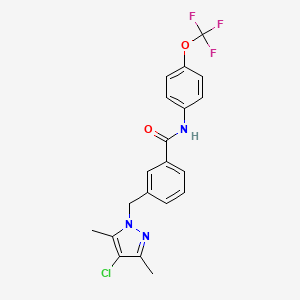 molecular formula C20H17ClF3N3O2 B3605878 3-[(4-chloro-3,5-dimethyl-1H-pyrazol-1-yl)methyl]-N-[4-(trifluoromethoxy)phenyl]benzamide 