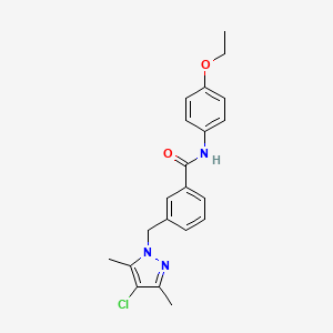 molecular formula C21H22ClN3O2 B3605892 3-[(4-chloro-3,5-dimethyl-1H-pyrazol-1-yl)methyl]-N-(4-ethoxyphenyl)benzamide 