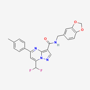 molecular formula C23H18F2N4O3 B3605907 N-(1,3-benzodioxol-5-ylmethyl)-7-(difluoromethyl)-5-(4-methylphenyl)pyrazolo[1,5-a]pyrimidine-3-carboxamide 