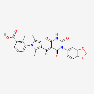 molecular formula C26H21N3O7 B3605913 3-(3-{[1-(1,3-benzodioxol-5-yl)-2,4,6-trioxotetrahydro-5(2H)-pyrimidinylidene]methyl}-2,5-dimethyl-1H-pyrrol-1-yl)-2-methylbenzoic acid 