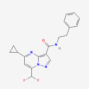 molecular formula C19H18F2N4O B3605946 5-cyclopropyl-7-(difluoromethyl)-N-(2-phenylethyl)pyrazolo[1,5-a]pyrimidine-3-carboxamide 