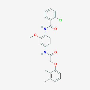 molecular formula C24H23ClN2O4 B3605957 2-chloro-N-(4-{[(2,3-dimethylphenoxy)acetyl]amino}-2-methoxyphenyl)benzamide 