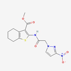 molecular formula C15H16N4O5S B3605971 methyl 2-{[(3-nitro-1H-pyrazol-1-yl)acetyl]amino}-4,5,6,7-tetrahydro-1-benzothiophene-3-carboxylate 