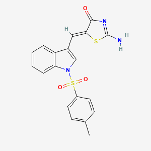molecular formula C19H15N3O3S2 B3605976 2-imino-5-({1-[(4-methylphenyl)sulfonyl]-1H-indol-3-yl}methylene)-1,3-thiazolidin-4-one 