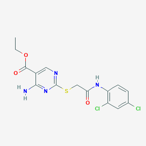 molecular formula C15H14Cl2N4O3S B3605979 ethyl 4-amino-2-({2-[(2,4-dichlorophenyl)amino]-2-oxoethyl}thio)-5-pyrimidinecarboxylate 