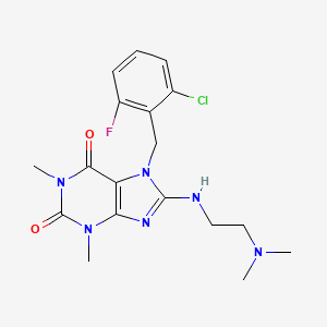 molecular formula C18H22ClFN6O2 B3606042 7-(2-chloro-6-fluorobenzyl)-8-{[2-(dimethylamino)ethyl]amino}-1,3-dimethyl-3,7-dihydro-1H-purine-2,6-dione 