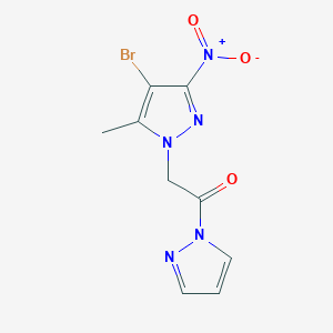 molecular formula C9H8BrN5O3 B3606060 4-bromo-5-methyl-3-nitro-1-[2-oxo-2-(1H-pyrazol-1-yl)ethyl]-1H-pyrazole 