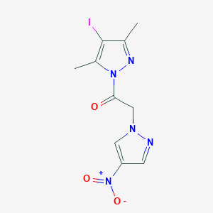 molecular formula C10H10IN5O3 B3606076 4-iodo-3,5-dimethyl-1-[(4-nitro-1H-pyrazol-1-yl)acetyl]-1H-pyrazole 