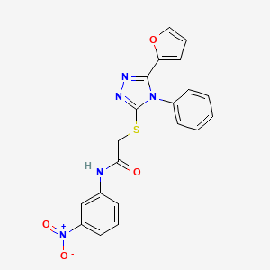 molecular formula C20H15N5O4S B3606077 2-{[5-(2-furyl)-4-phenyl-4H-1,2,4-triazol-3-yl]thio}-N-(3-nitrophenyl)acetamide 